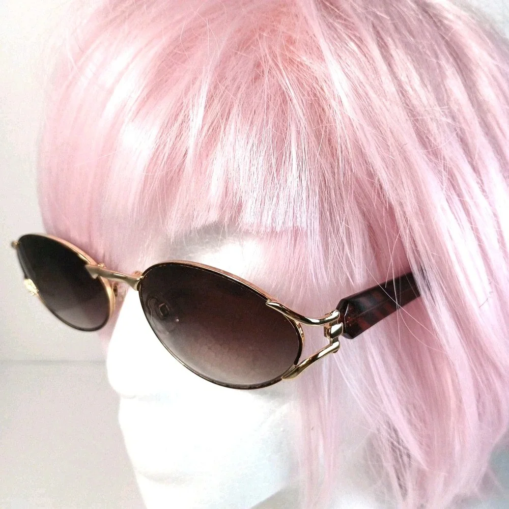 VTG Bijoux Terner Sunglasses Womens Oval Italy 5642 GR Nickel Silver Frame
